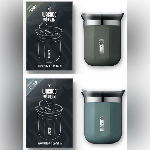 Lot of 2 6 oz Wacaco Octaroma Espresso Latte Cortado Coffee Tumblers Blue & Gray - Picture 3 of 10